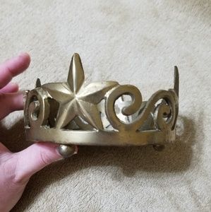 Gold Tone Star & Scroll Cut Candle Holder